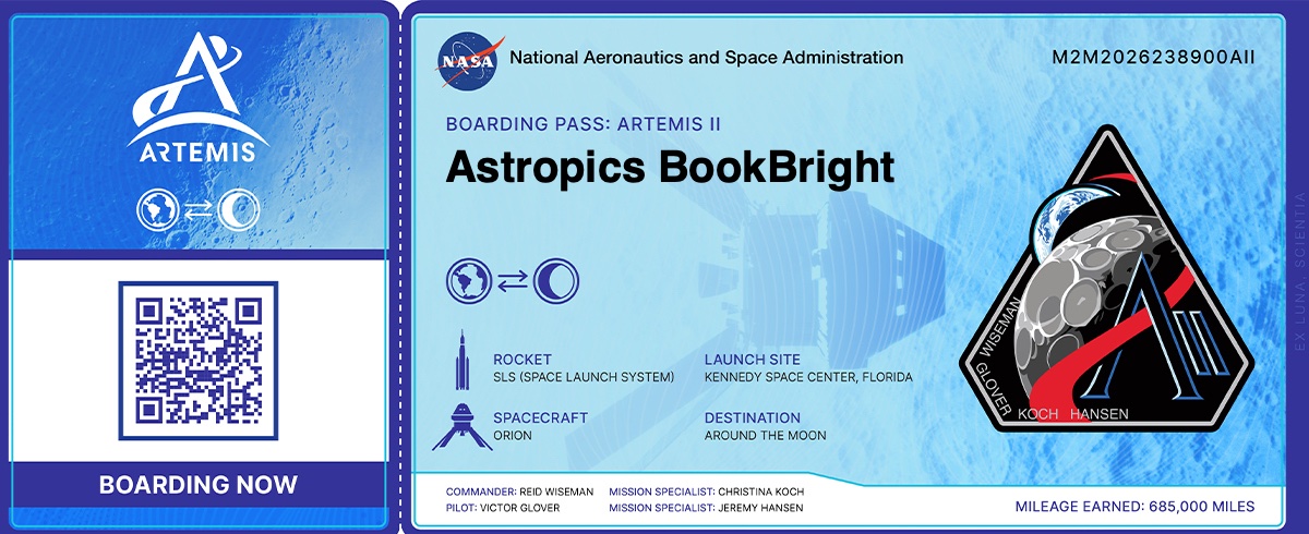 有人で月まで往復するNASAのアルテミス2ミッションでは、名前を登録することで、その名前がSDカードに記録されて4人の宇宙飛行士とともに月へ向かうことになります。登録すると「搭乗券」も発行されます。登録は1月21日までとのことですのでお早めに。

astropics.bookbright.co.jp/boarding-pass-…