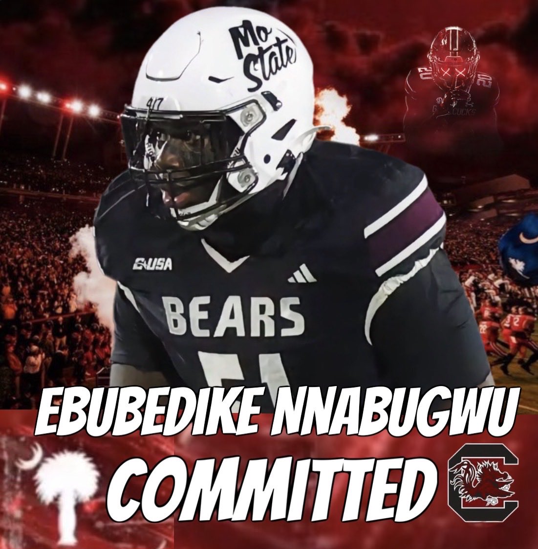 Gamecocks pick up Missouri State Transfer OL Ebubedike Nnabugwu 6'3 305 Paul Laurence High School Baltimore, MD