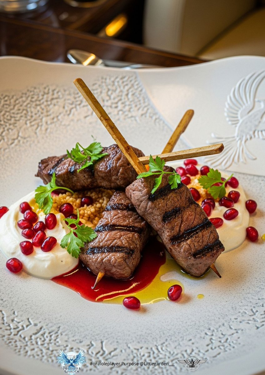 LittleGarden___'s tweet image. ㅤ 
✈️ Mideast Set Menu (9 Pax)
─────────────────────
The mideast set menu we have prepared for this flight: 

1) Lamb Kebab with Labneh &amp;amp; Pomegranate Sauce (Appetizer)
2) Tangine Oxtail (Main Course)
3) Morning Dew Salad (Dessert)
4) Mineral Water
️️ㅤㅤ