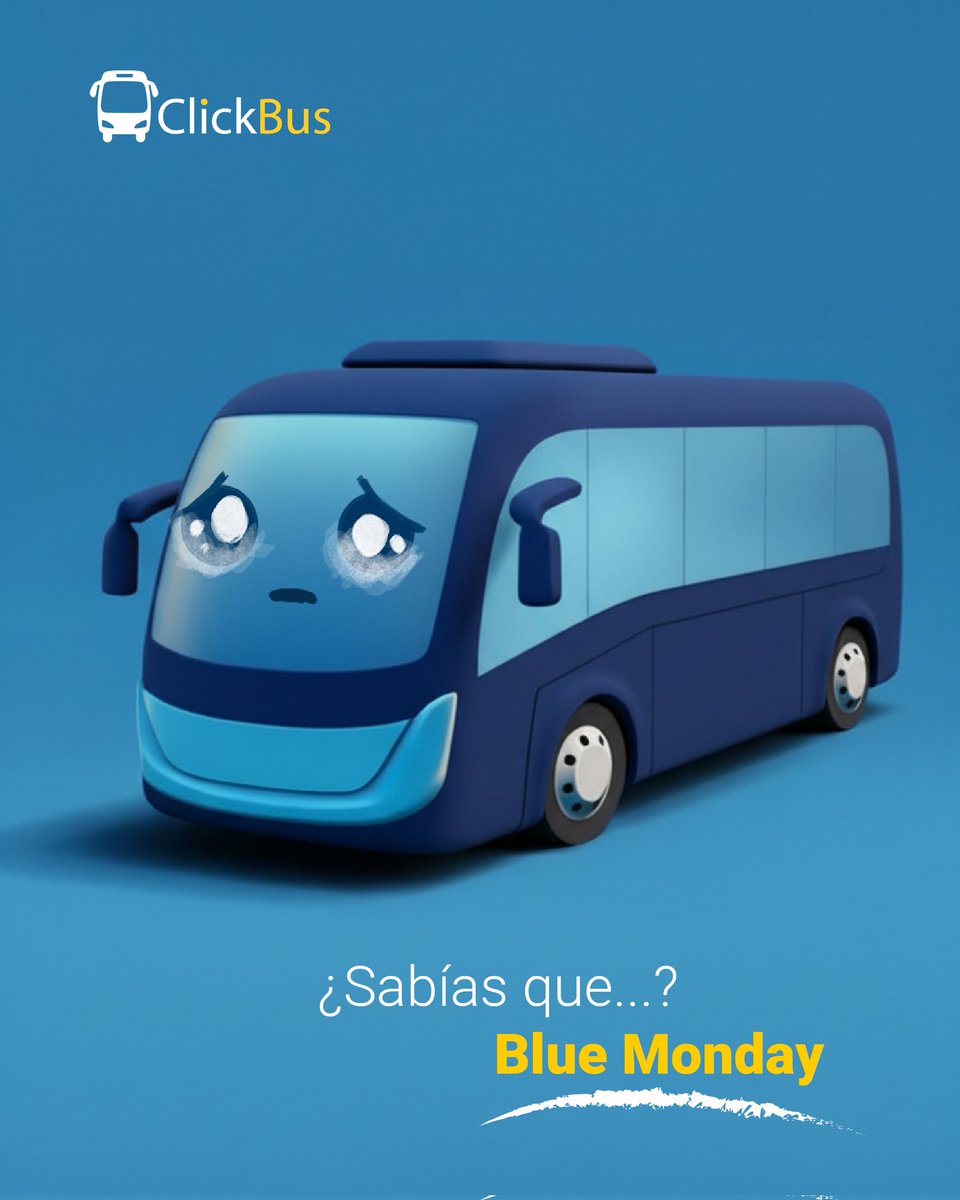 Click_Bus's tweet image. ¿Sabías que…?
Eso del Blue Monday nació como una idea publicitaria 🤯
Pero viajar, cambiar de escenario y salir de la rutina sí ayuda a levantar el ánimo.
Si ya te dieron ganas de moverte 🚍✨ compra tus boletos en ClickBus y vámonos.