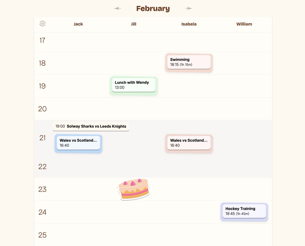 Bringing the fun of the paper "Family planner" from the kitchen to the digital world by having the ability to add stickers rather than just using text