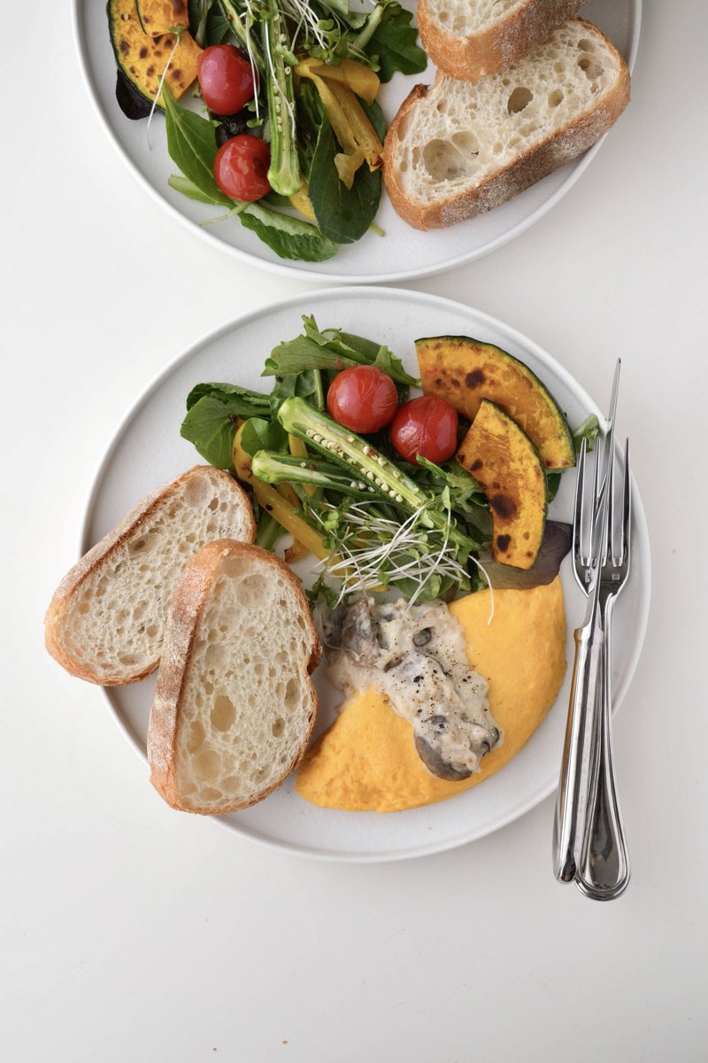 オムレツ オムレツと焼き野菜モーニング