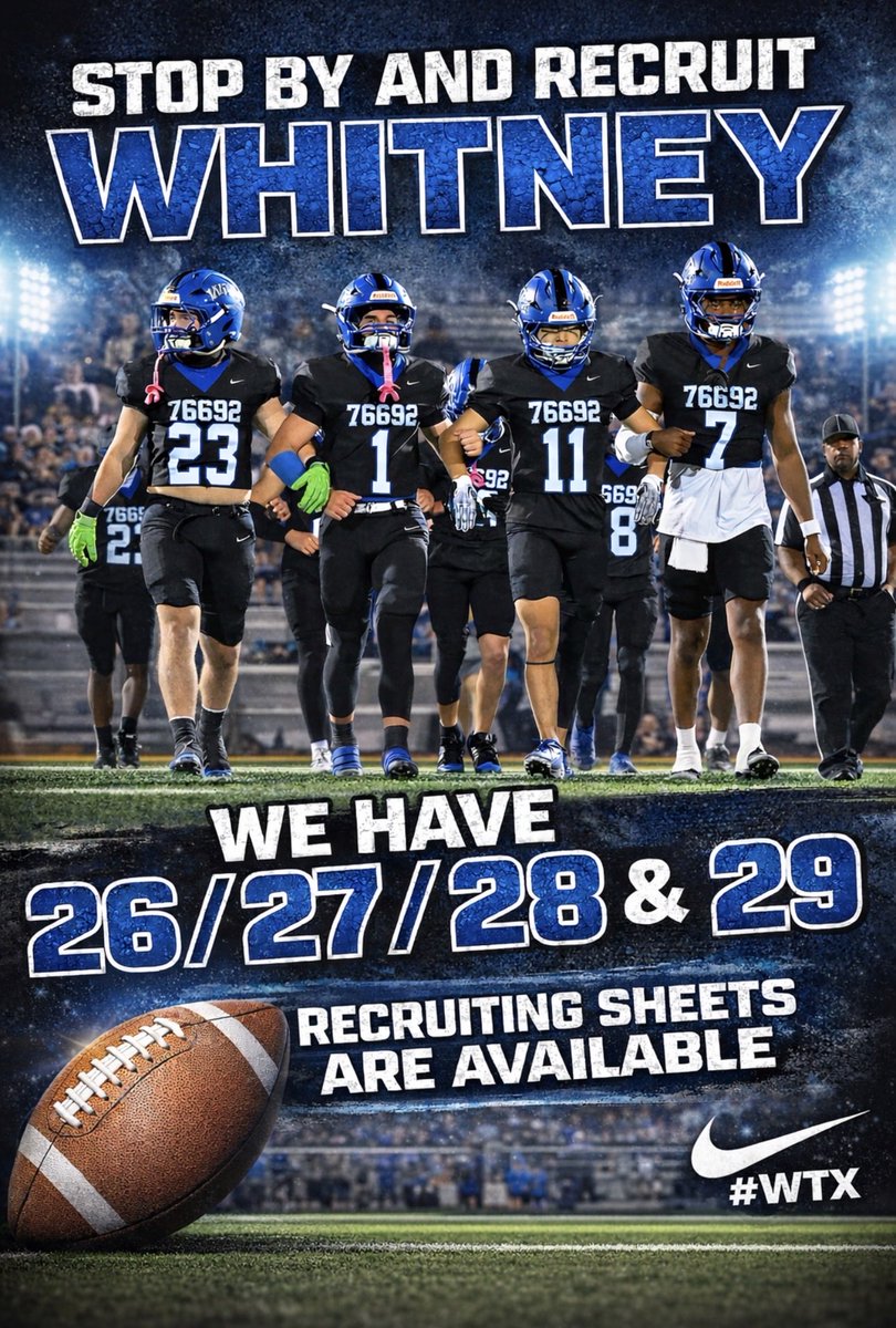 CoachHaynesJr's tweet image. 🚨🚨Recruit Whitney🚨🚨
📍1400 N Brazos St, Whitney, Tx 76692
#WTX #76692 #MSTY #RecruitWhitney