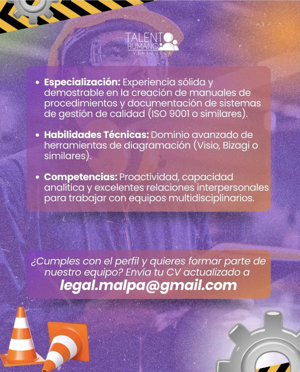 ✨Importante empresa ubicada en Caracas se encuentra en la búsqueda de: 

💼 Ingeniero Industrial 

Profesional proactivo y altamente capacitado para liderar el proyecto de optimización y documentación de nuestra línea de producción. 

legal.malpa@gmail.com.