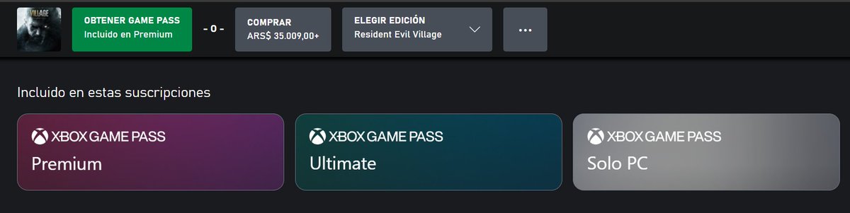 ColectivaXbox's tweet image. RE Village ya figura que forma parte de Game Pass Ultimate, PC Game Pass y Game Pass Premium. 

xbox.com/es-ar/games/st…

Recuerden que esta es la edicion estándar, por lo que no incluye la expansión de Rose o la camara en tercera persona.