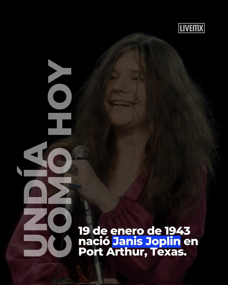livemmx's tweet photo. 🥳 #UnDíaComoHoy
Nació una leyenda: #janisjoplin, una voz cruda, libre e inconfundible que rompió esquemas y dejó una huella imborrable en la historia del rock. 🎤

Su música sigue vibrando con la misma intensidad, recordándonos que la pasión no entiende.🔥
.
.
.
#RockLegend https://t.co/nertqPfAck