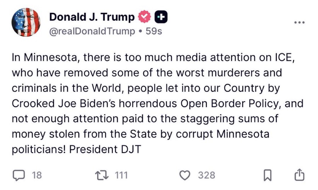 BarronTrump_Jr's tweet photo. #BREAKING 🚨 Donald Trump calls out Fake news for only paying attention to ICE not the fraud going on in Minnesota

THIS IS WHY THEY ARE CALLED FAKE NEWS
Share and follow https://t.co/SJJLLAcl3S