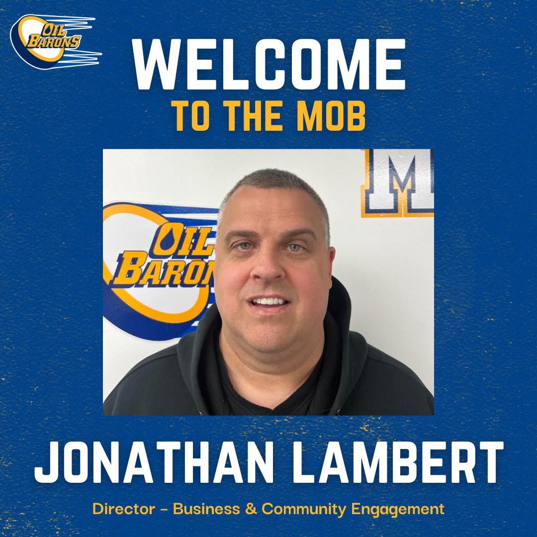 The Fort McMurray Oil Barons have hired Jonathan Lambert as Director of Business &amp; Community Engagement.

Welcome to the MOB, Jonathan 👋

Full story 🔗 fortmcmurrayoilbarons.ca/oil-barons-hir…