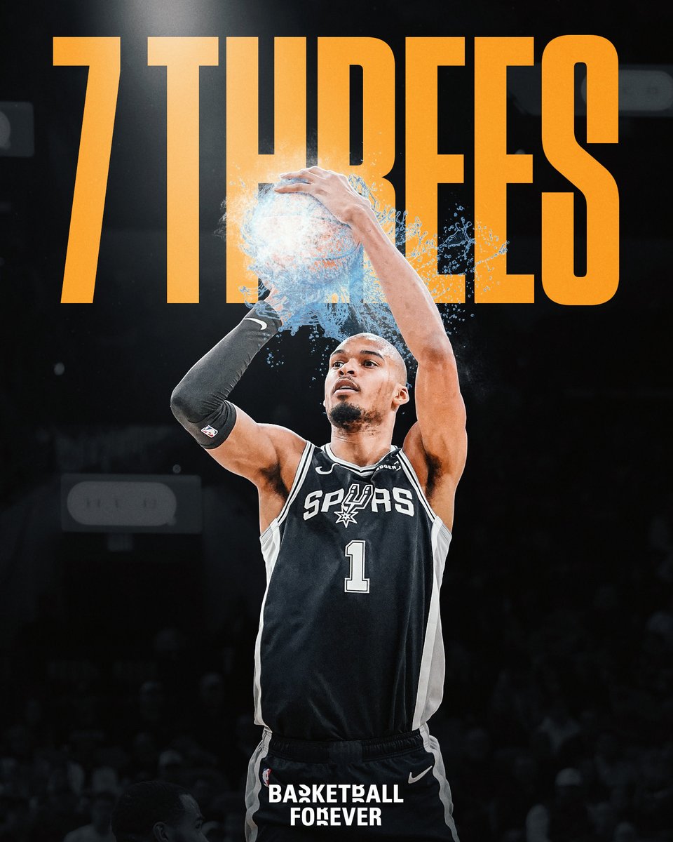 Victor Wembanyama with 7 3PM for 33 PTS, 10 REB, 2 STL, 2 BLK in 26 MINS as the Spurs get the WIN over the Jazz 💦