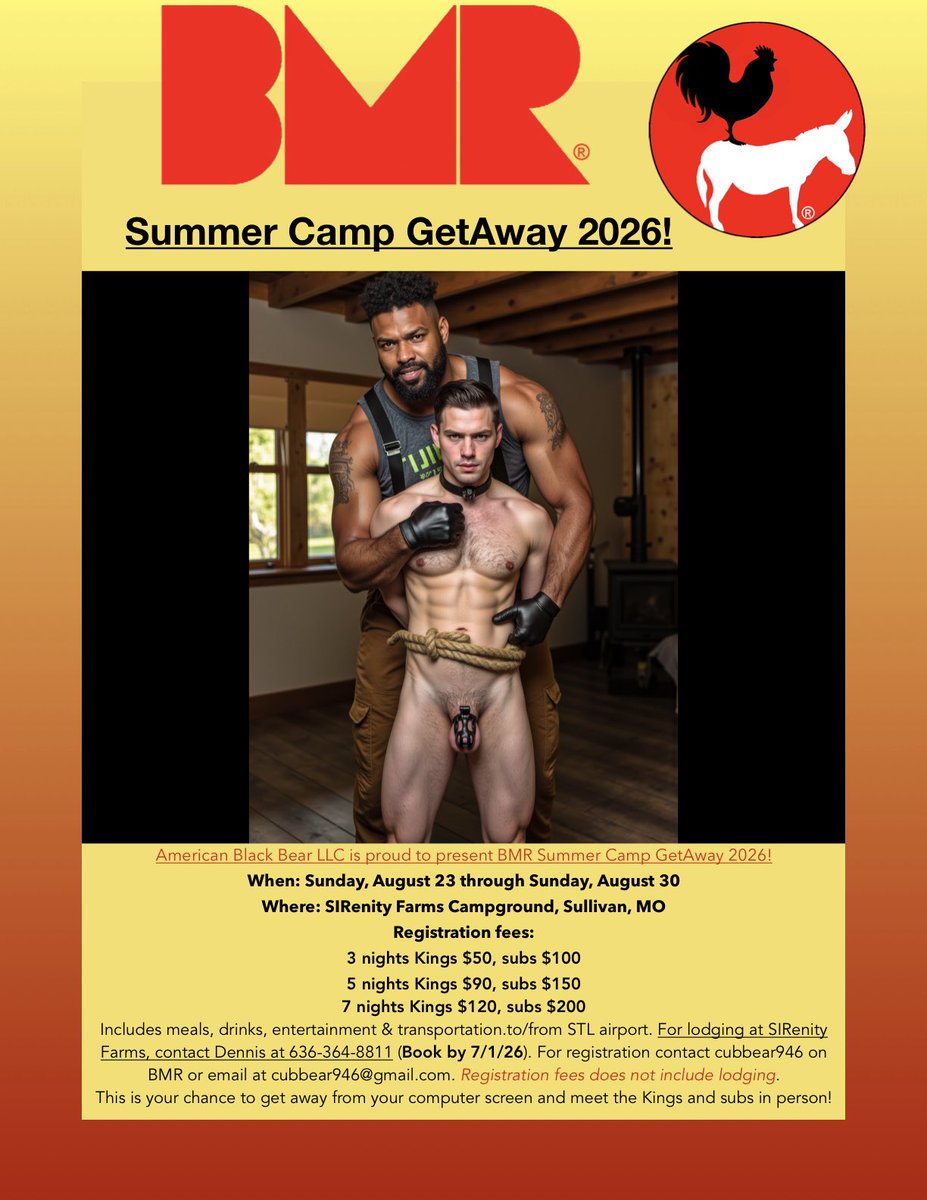 BlackMansReign's tweet photo. •Its finally here! American Black Bear LLC is proud to present BMR Summer Camp GetAway 2026! When: Sunday, August 23 through Sunday, August 30 Where: SIRenity Farms Campground, Sullivan, MO https://t.co/oTkry1TS1U