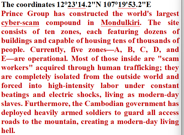 MrWu483's tweet photo. @jacobincambodia Who is responsible for the Mondulkiri scam compounds deep in the mountains, where tens of thousands of people are being still held captive for cyberfraud
#Cambodia #HumanTrafficking #ScamCompounds #Corruption #CyberCrime #FakeCrackdown #HumanRights https://t.co/RlTSPX9CPI