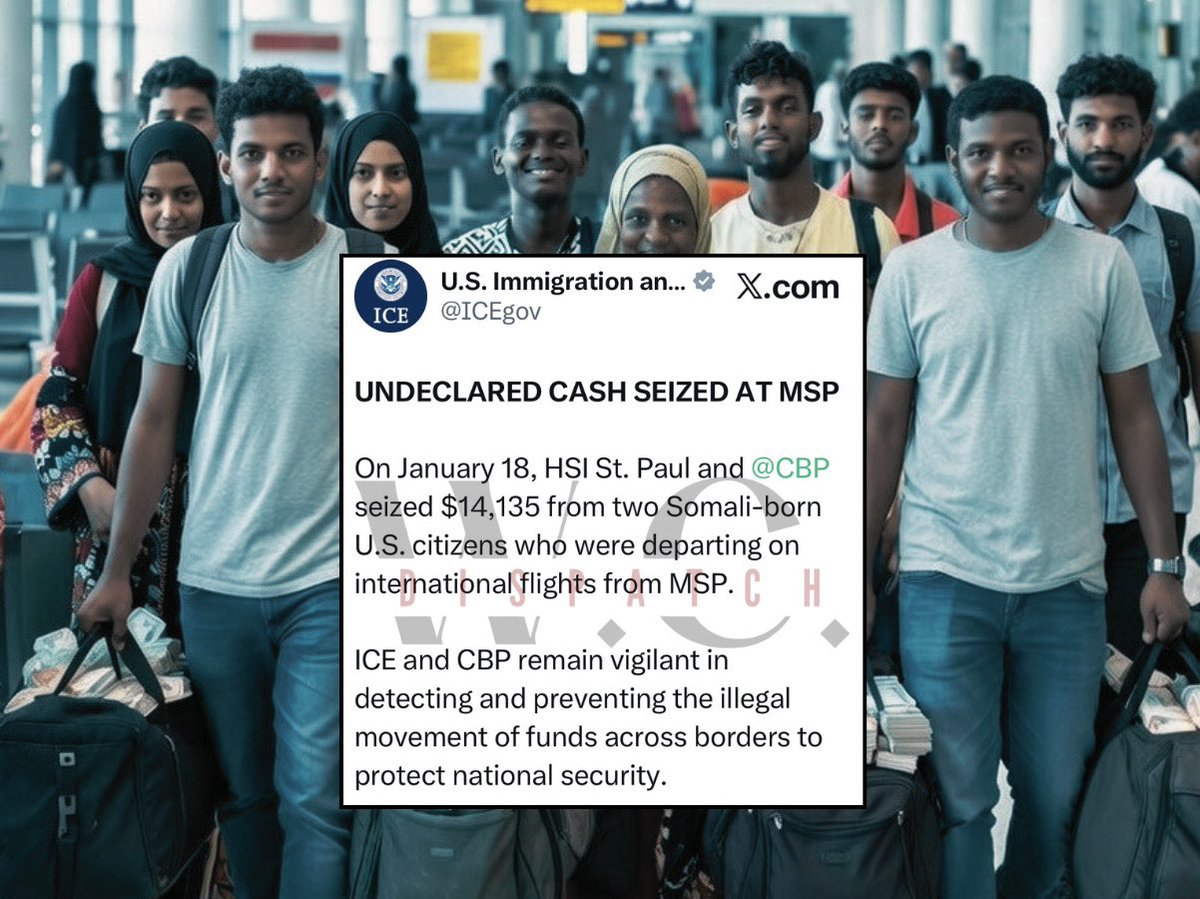 wcdispatch's tweet image. 🚨SOMALIFRAUD CASH SEIZED At Minneapolis Airport..

This is incredibly important. 

The seizure of undeclared cash confirms what we have been laying out for weeks. This was never just about the flashy, headline-grabbing million-dollar duffel bags. 

Those were the most brazen…