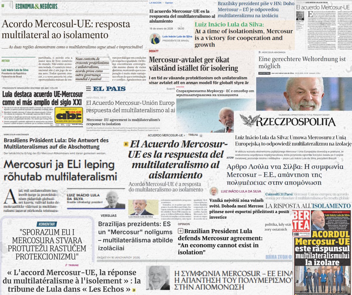 LULA GIGANTE: Artigo do presidente Lula é publicado em jornais de 27 países do Mercosul e da União Europeia.