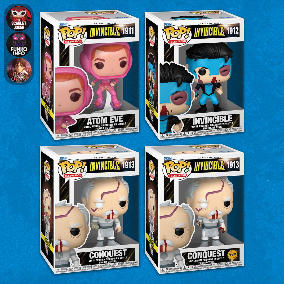ScarletJokerTWT's tweet image. First look at new Invincible Pops! Available for pre-order on Tuesday at 9 AM PT!

Entertainment Earth: ee.toys/U48II0
Amazon: amzn.to/4qNRXWP

#Ad #Funko #FunkoPop #Invincible