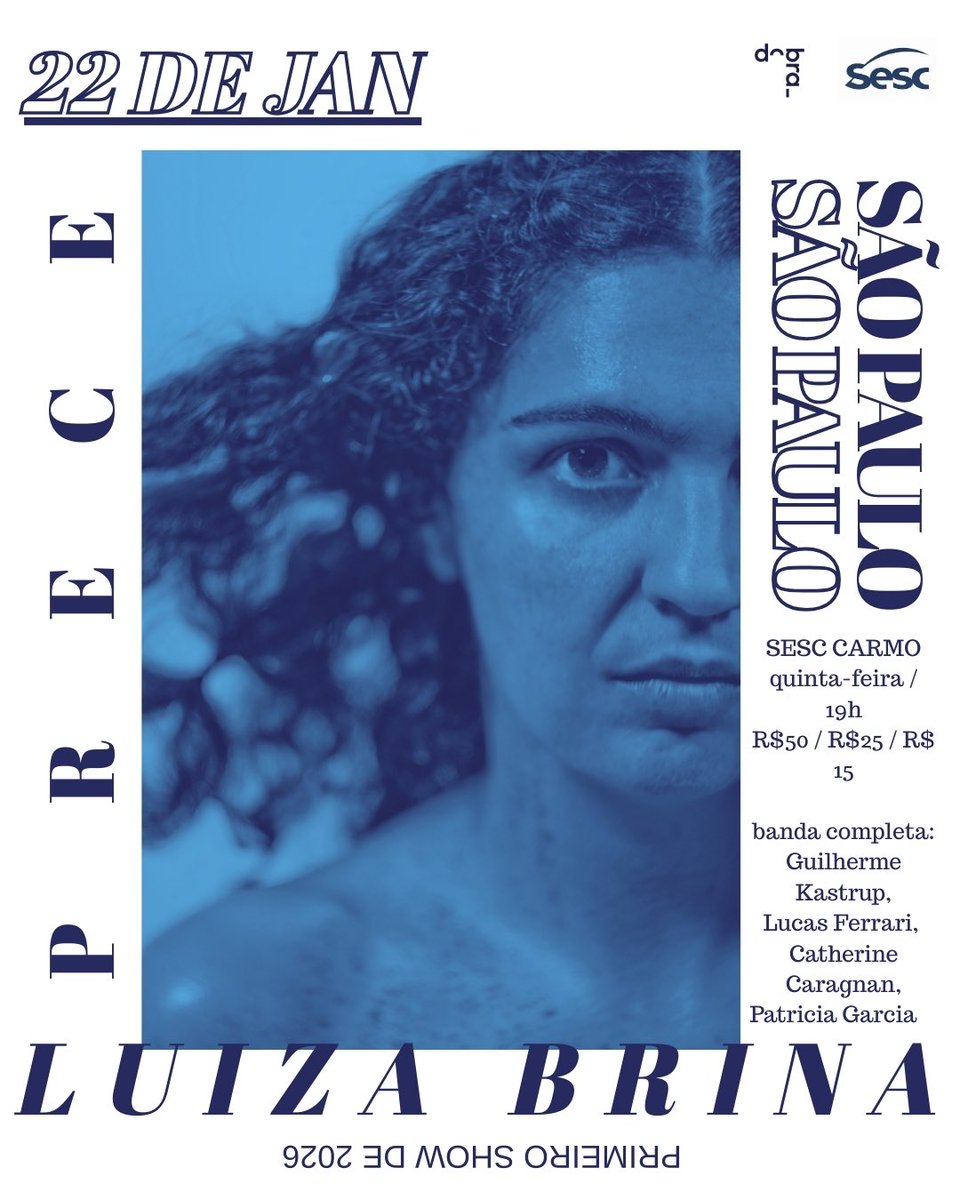 Nessa quinta tem Luiza Brina no <a href="/sesccarmo/">Sesc Carmo</a> 💙