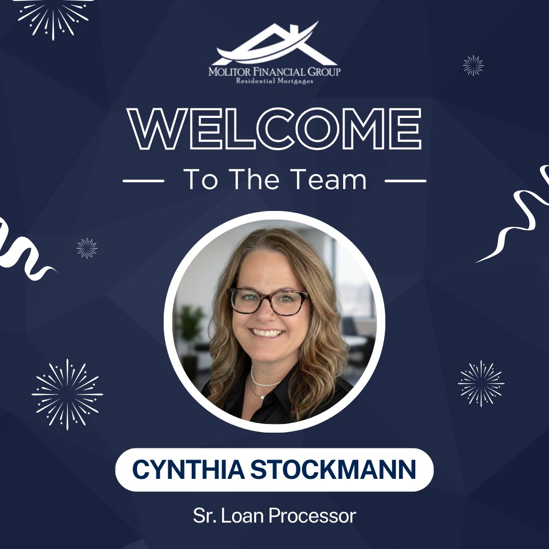 Welcome to the team, Cynthia Stockmann—our new Senior Loan Processor at Molitor Financial! 🎉

With mortgage industry experience dating back to 1991, Cynthia brings decades of hands-on expertise.