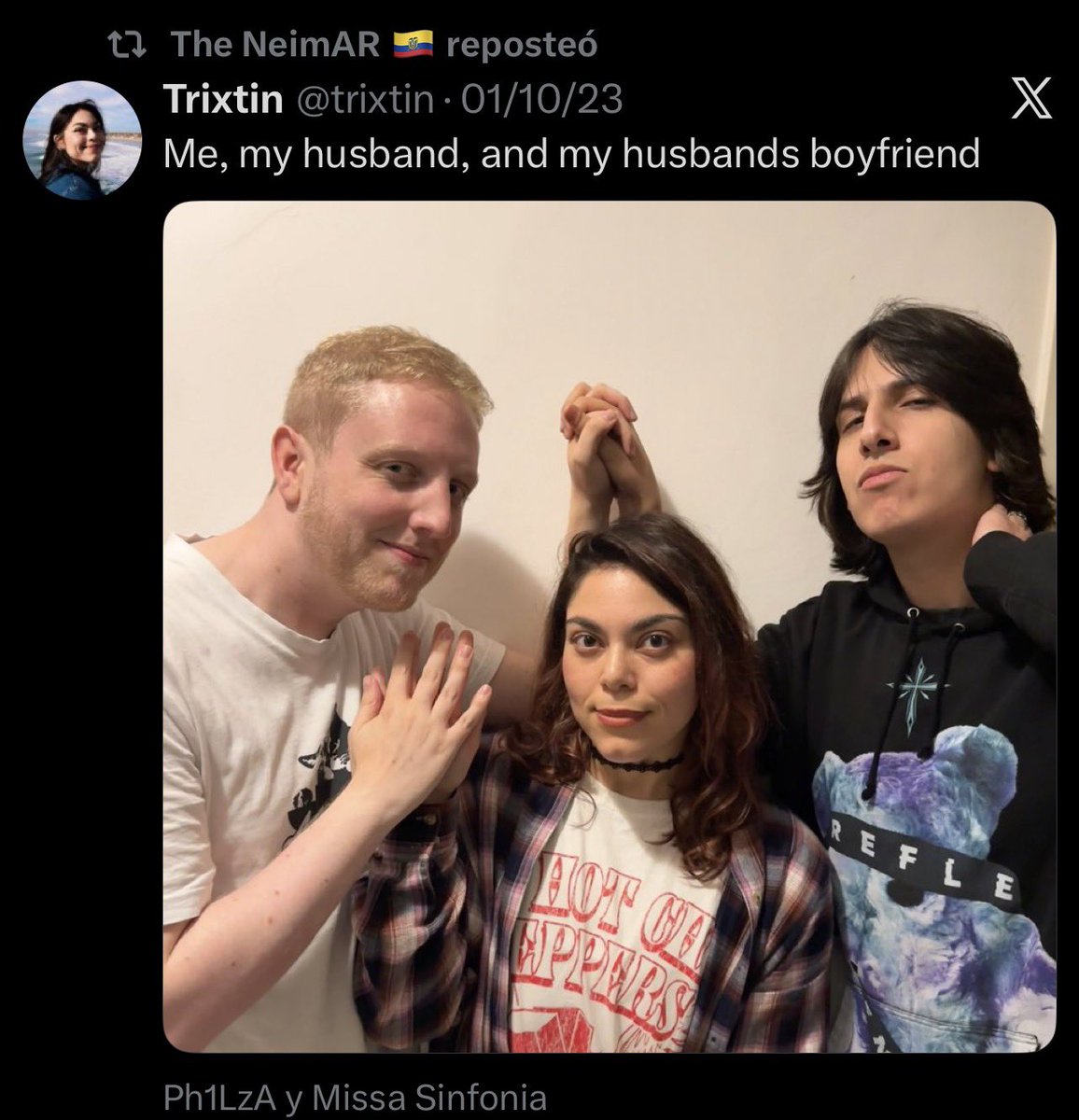 Aquí podemos ver a Nei reposteando una foto del 2023, en pleno 2026, porque extraña al deathduo