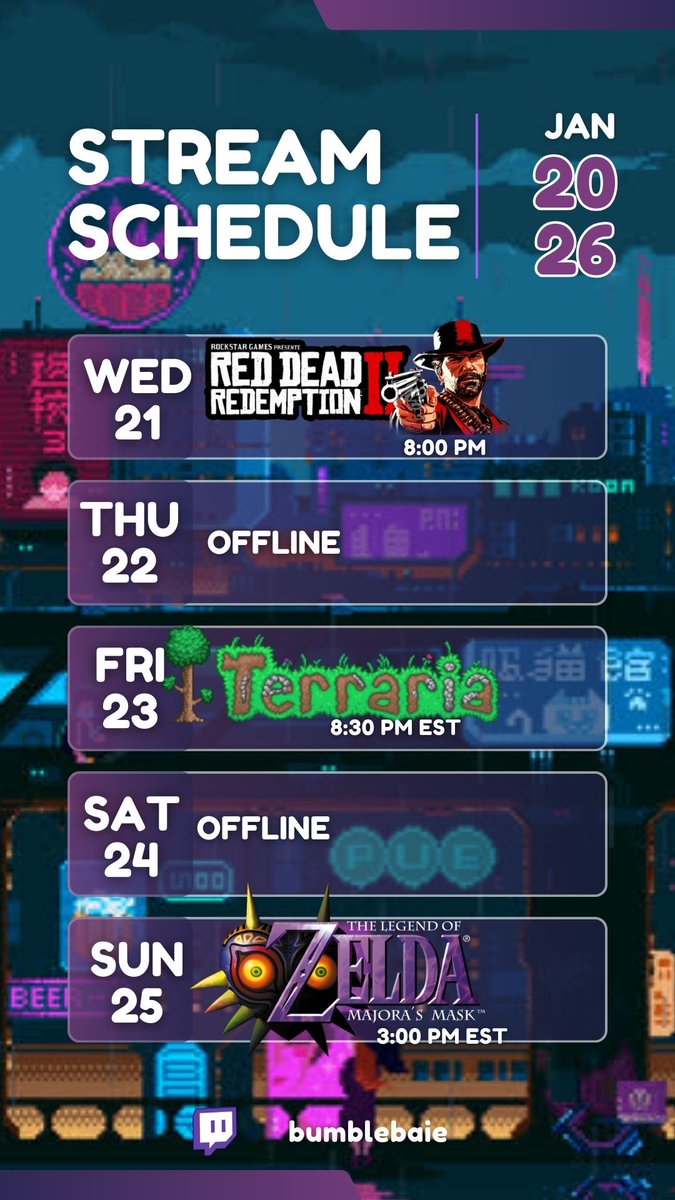 Schedule for the week!