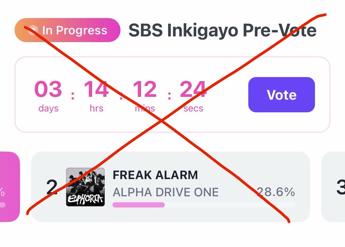 ALD1VOTINGTEAM's tweet photo. [📢] VOTING PRIORITIES UPDATE — INKIGAYO LiNC PRE-VOTE EP.1297

⚠️ ALLYZ, you may now stop voting for the Inkigayo pre-vote on LiNC (EP.1297) ⚠️

The ALD1 Voting Coalition have decided not to pursue it. The episode's tracking period starts this week (01/19 ~ 01/26), meaning that our digitals, physicals, SNS, and broadcast are all reset. After calculating internally, we have assessed that this would not be worthwhile to pursue, especially amidst all the other music show votings.

📌 Instead, please focus on INKIGAYO EP.1296 LIVE VOTING on 01/25 3:25PM KST, where we have a MUCH higher chance to give ALD1 a trophy❗️

WHAT TO DO?
✅ Make as many HIGHER accounts as possible (one device = limitless accounts)
✅ Collect 250 rubies per account
✅ Follow us so you won’t miss live voting time

Join our voting team! 🗳️ https://t.co/a1c0kSe5O2

#ALPHADRIVEONE #알파드라이브원
#ALD1 #알디원