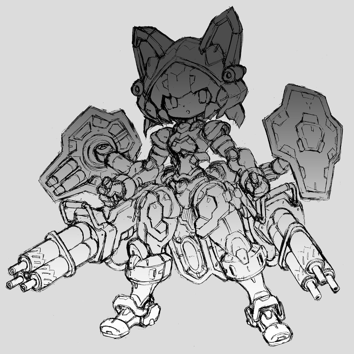 kuruton486's tweet image. （ククク…色なしラフの段階だとこれが何モチーフなのか判断つきますまい…！）