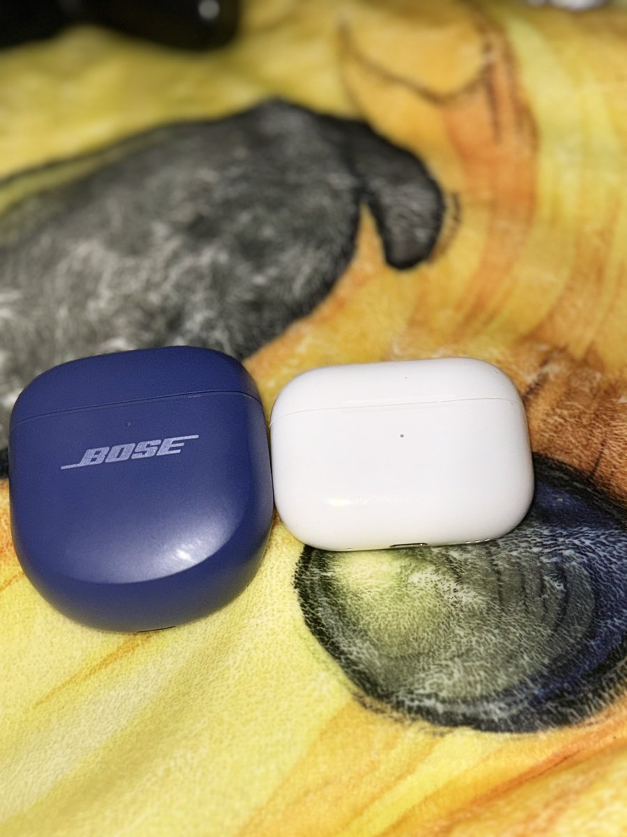 OjieRex's tweet photo. Bose QC Ultra vs. Apple AirPods 3.
These are the two best earbuds on the market, in my opinion. You can’t get anything better than either of them. Great sound, easy to use, and they block outside noise very well. https://t.co/qRyqUDQcVf
