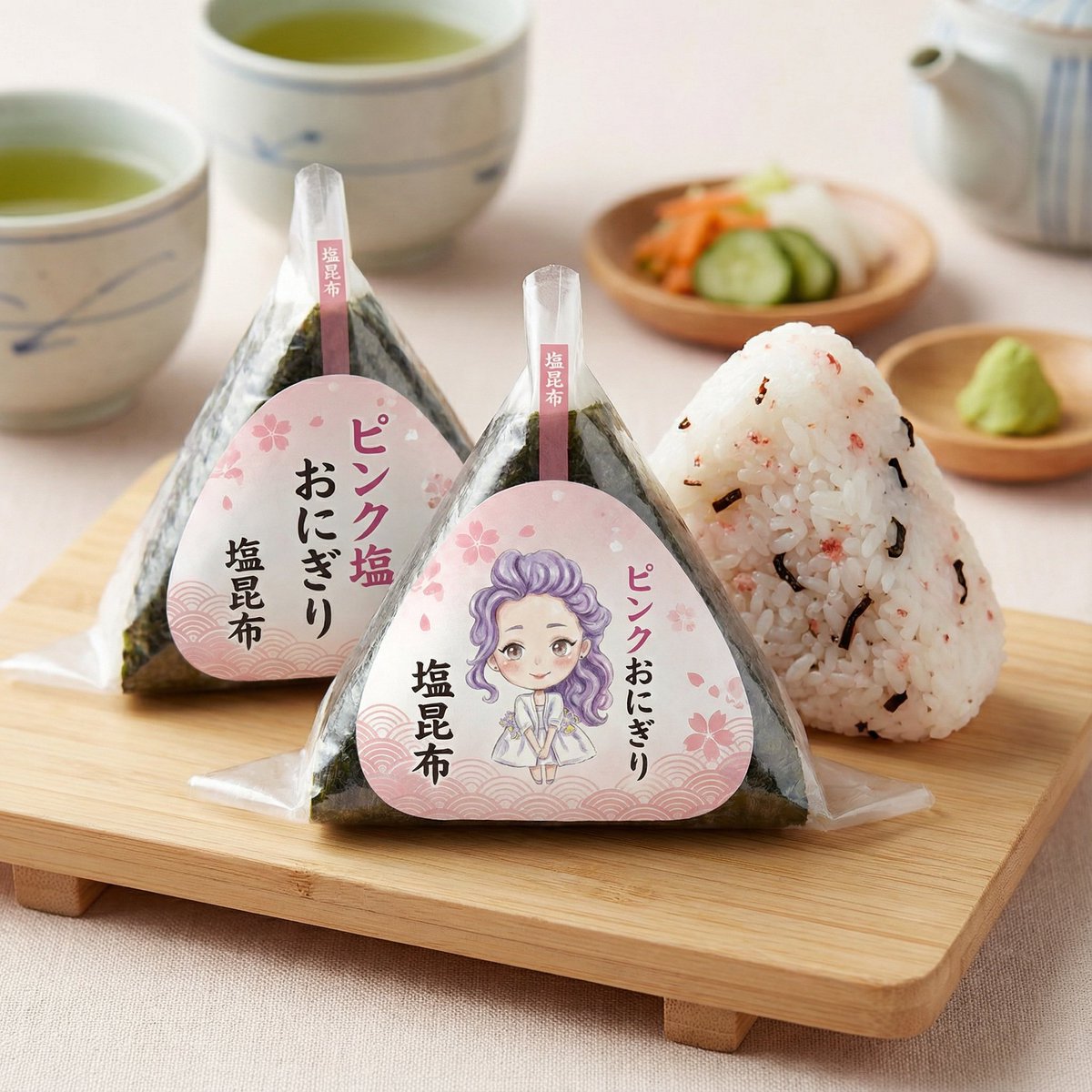 kotobukigraphic's tweet photo. konmariさんのプロンプトでおにぎりにアレンジしてみました！ラベルに具材を選定して表示するようにしたのがちゃんとできてて面白い～！見本のおにぎりもピンクと塩昆布で感激です。ただ修正かけるとどんどん変になるので、早くコツを掴みたい！ #Lovert https://t.co/Y0HXwk0km7