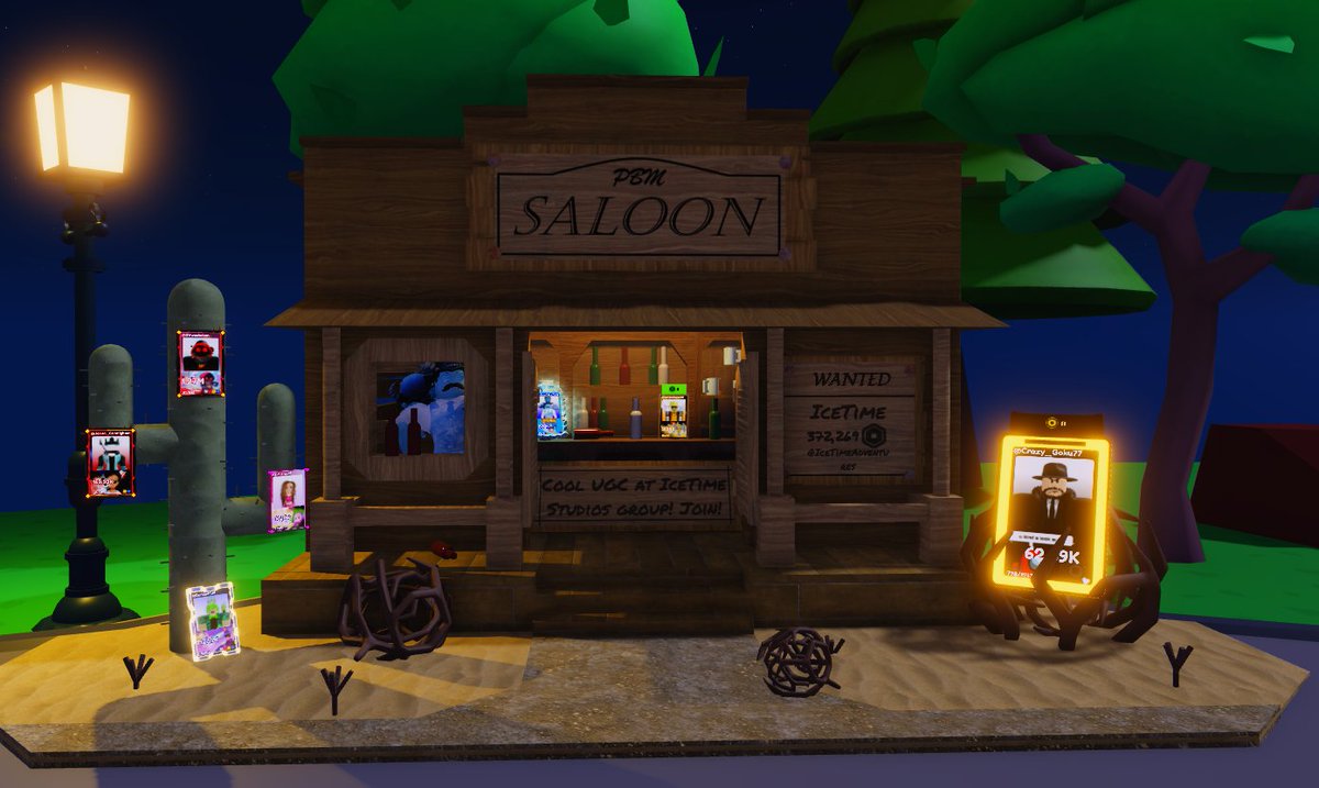 🤠🌵 Booth Showcase: Saloon Booth 🌵🤠
Straight outta the wild west.  Wooden textures, warm lantern light, and classic saloon vibes that hit different at night 🔥

Own one of sp_stormz cards in-game? Saddle up and equip the Saloon Booth 🐎✨ #Roblox