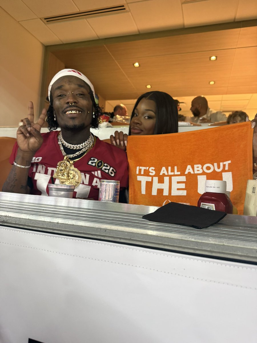 JTeaSupremacy's tweet photo. JT &amp; Lil Uzi Vert at the Indiana vs Miami National Championship game. https://t.co/8H8BGpxX7y