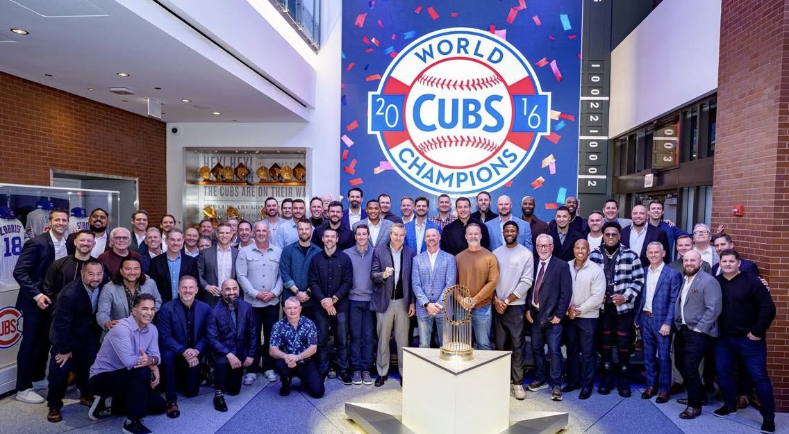 CHGO_Cubs's tweet photo. Ryan Dempster shared this pic of the group at the reunion for the Cubs 2016 World Series Championship on his Instagram https://t.co/nbGQL71j7m