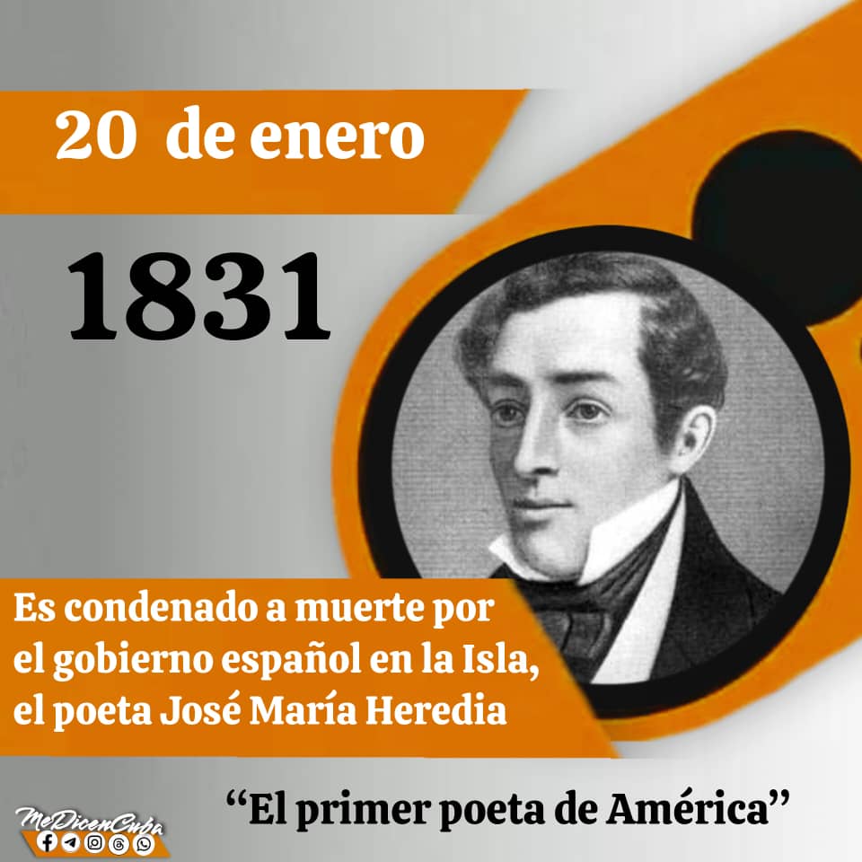 #CubaViveEnSuHistoria: En 1831 es condenado a muerte por el gobierno español en la Isla, el poeta José María Heredia, iniciador de la tradición poética patriótica y revolucionario.
#Cuba
#PorCamgüeyTodo