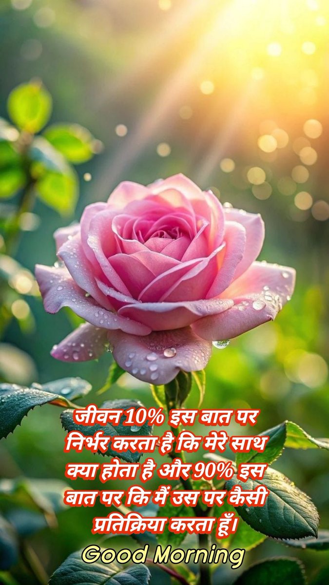 जीवन 10% इस बात पर निर्भर करता है कि मेरे साथ क्या होता है और 90% इस बात पर कि मैं उस पर कैसी प्रतिक्रिया करता हूँ।

#GoodMorning 
#GoodMorningXFriends