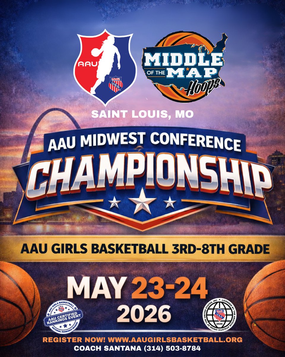 MidMapHoops's tweet image. The official Girl's AAU Midwest Conference Championships are happening right here in STL May 23-24th! We will feature teams from MO, IL, IN, MI, MN, IA, WI, &amp;amp; KY...all wanting to level up in ranking prior to meeting up in June for the AAU World Championships in TN! Register Now!