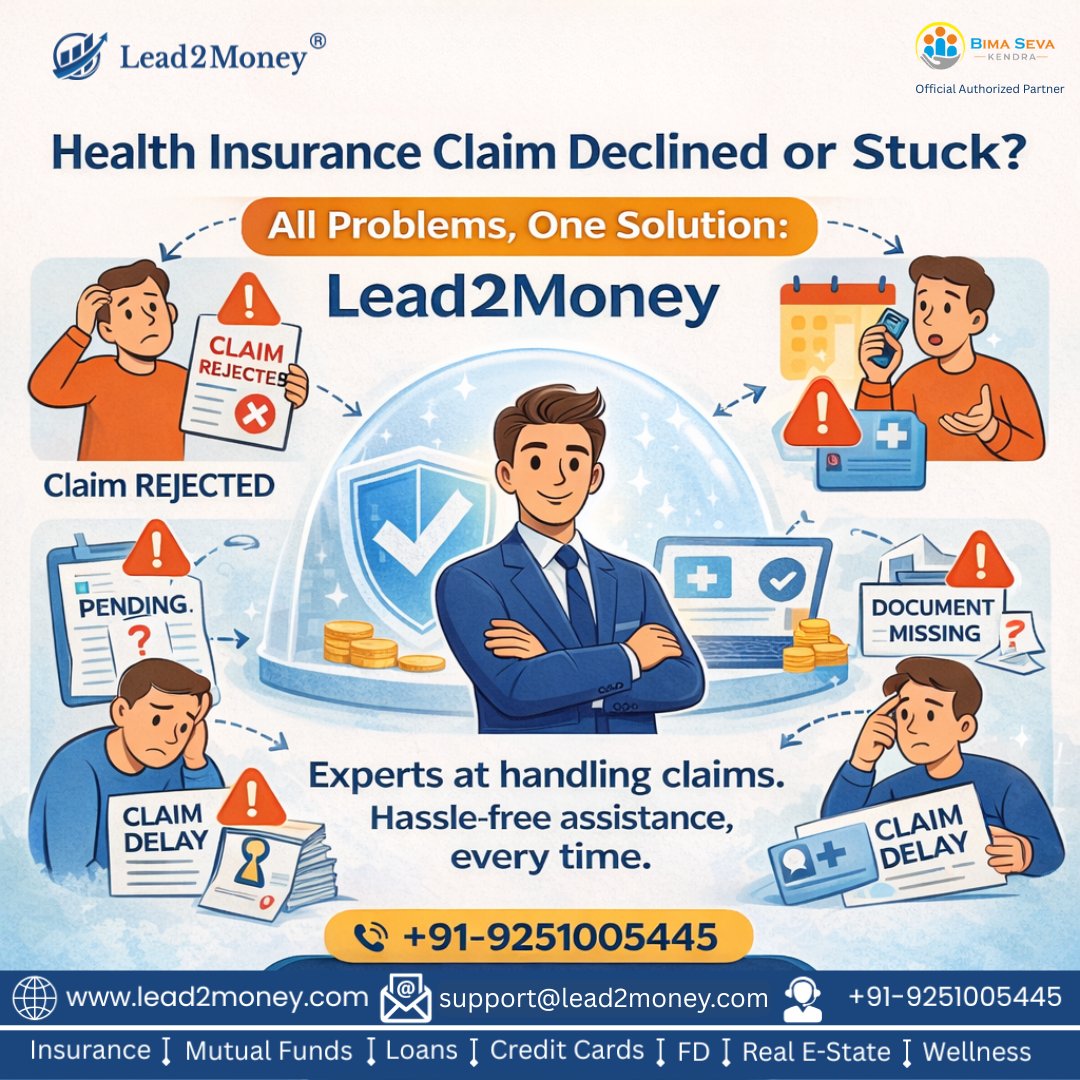 L2MISPL32's tweet image. ❌ Health Insurance Claim Declined or Stuck?
😟 Facing claim rejection, delay, or missing document issues?

✅ All Problems, One Solution — Lead2Mone
📞 Call / WhatsApp: +91-9251005445

#HealthInsuranceClaim #ClaimRejected
#InsuranceClaimHelp #ClaimSettlement