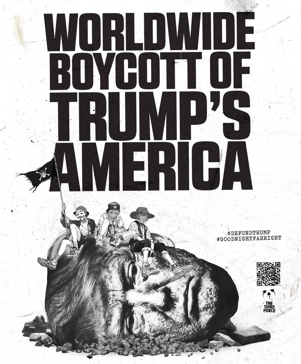 Adbusters's tweet photo. @JohnCleese Can we get the whole world to strike Trump in the GDP? If we do that, we win. https://t.co/EW9MJwh2hz