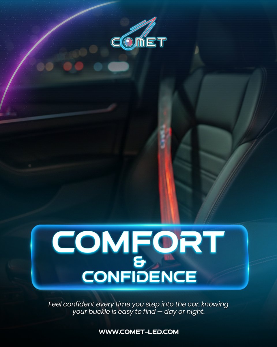 CometLEDusa's tweet image. Feel confident every time you step into the car, knowing your buckle is easy to find — day or night.
#DriveComfort #LEDSeatbelt #COMETLED #NightDrive #SafeJourney
