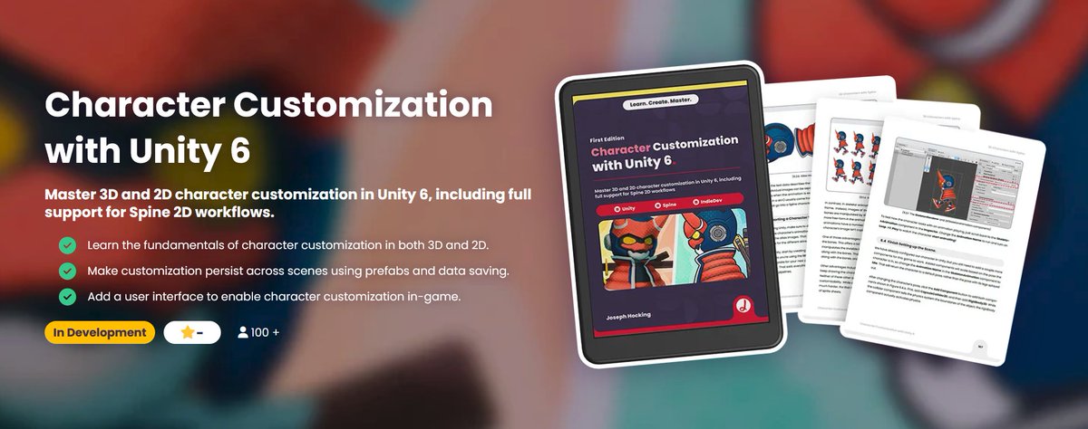 ushadersbible's tweet image. A new update for Character Customization with Unity is coming this week! If you are using #Spine2D and #Unity3D this book is what you need! Get if before its prices goes up 🔗 jettelly.com/store/characte…

#indiedev