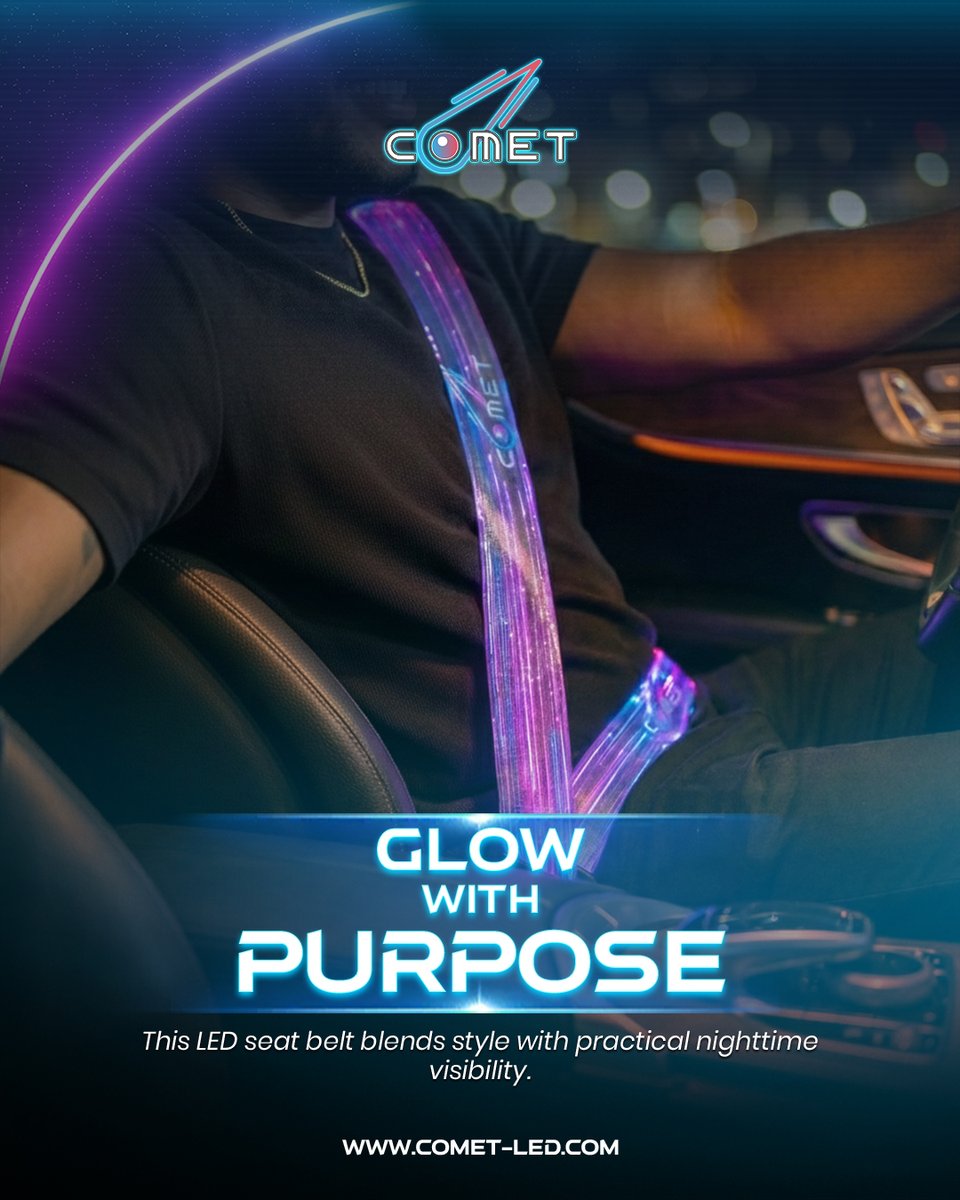 CometLEDusa's tweet image. More than just looks — this LED seat belt blends style with practical nighttime visibility.

#CarStyle #FunctionalDesign #COMETLED #InteriorUpgrade