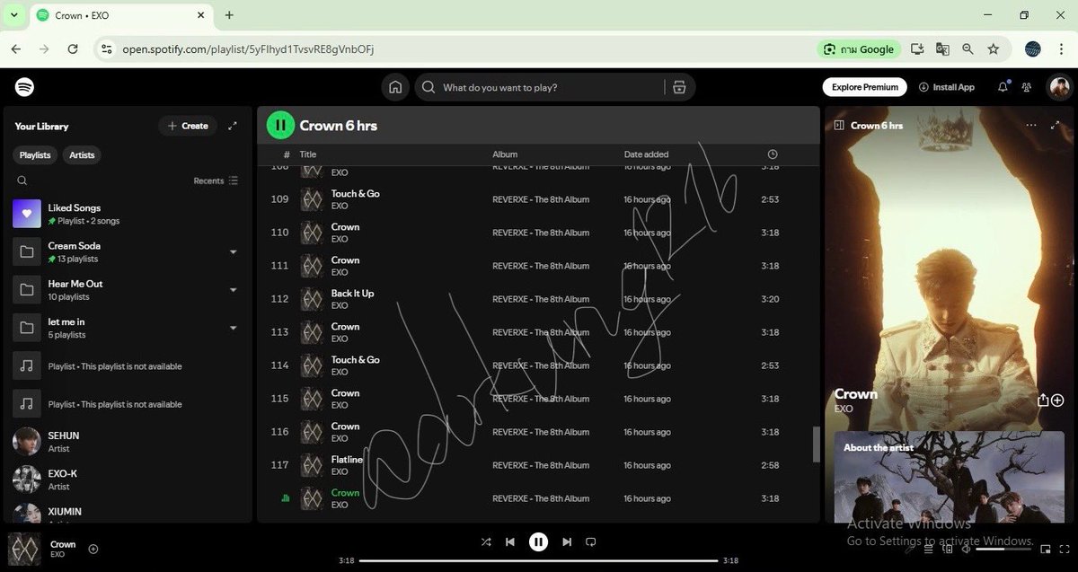 สำหรับเมื่อคืนก่อนนอนเปิดปล่อยทิ้งไว้ 
ขอบคุณเพลย์ลิสต์ของทางบ้าน <a href="/EXOTHTEAM/">EXOTHTEAM</a> 
Playlist 6 hrs Completed ☑️ 
2 แอคเคาท์ 
👑🙏🏼🥰

#EXO_Crown 
#EXO_REVERXE