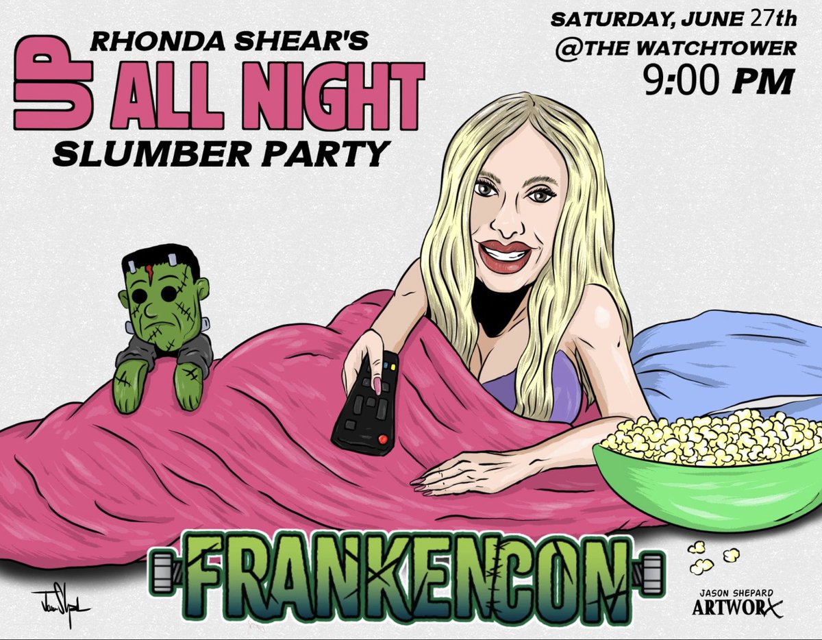 All FrankenCon ticket holders get to experience Rhonda Shear’s Up All Night Slumber Party on Saturday June 27th at the Hilton Knoxville Airport! There will be surprise guests and craziness that you have to experience! 
#horror #easttn #upallnight #alcoatn #horrormovies #vhs