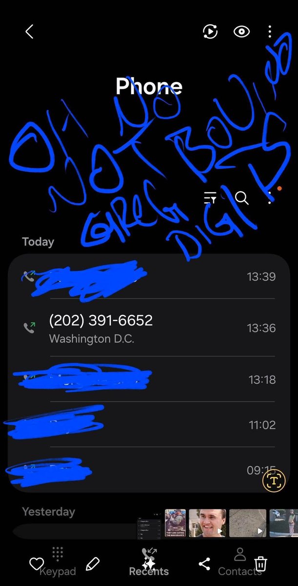That’s not Greg Bovinos digits - not at all - I would never ever call it nor should you - I wouldn’t star 67 my number either -fuck ice fuck trump