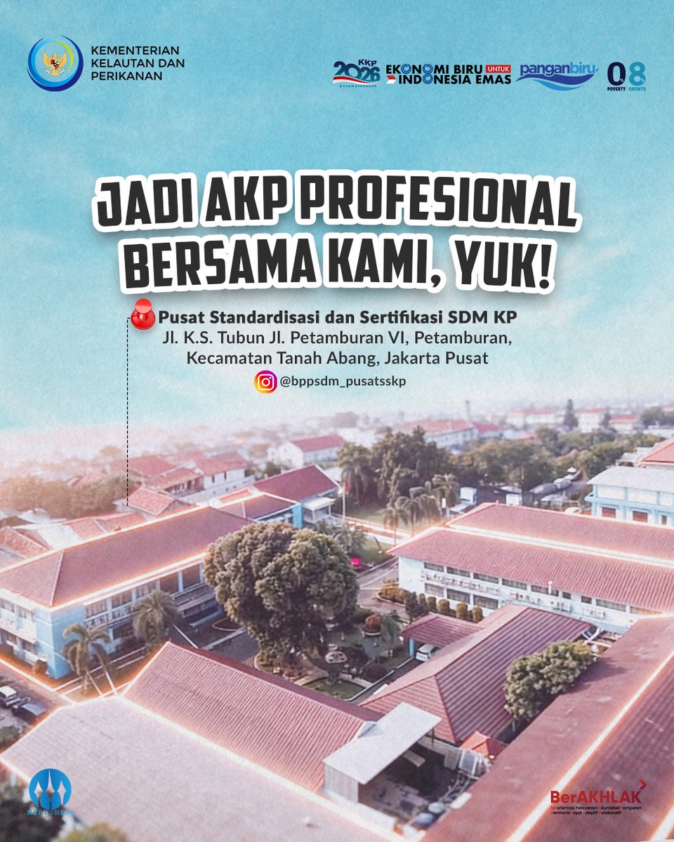 Sahabat Bahari, sertifikasi bukan sekadar syarat, tapi langkah strategis bagi AKP untuk meningkatkan peluang karier lebih luas!
Jadi AKP profesional, bersama KKP YUK!
<a href="/kkpgoid/">KKP RI</a> @swtrenggono
#2026KKPGrowStronger #SaktiWahyuTrenggono #KKPGOID #SDMKPUnggul #jadiakp6032O