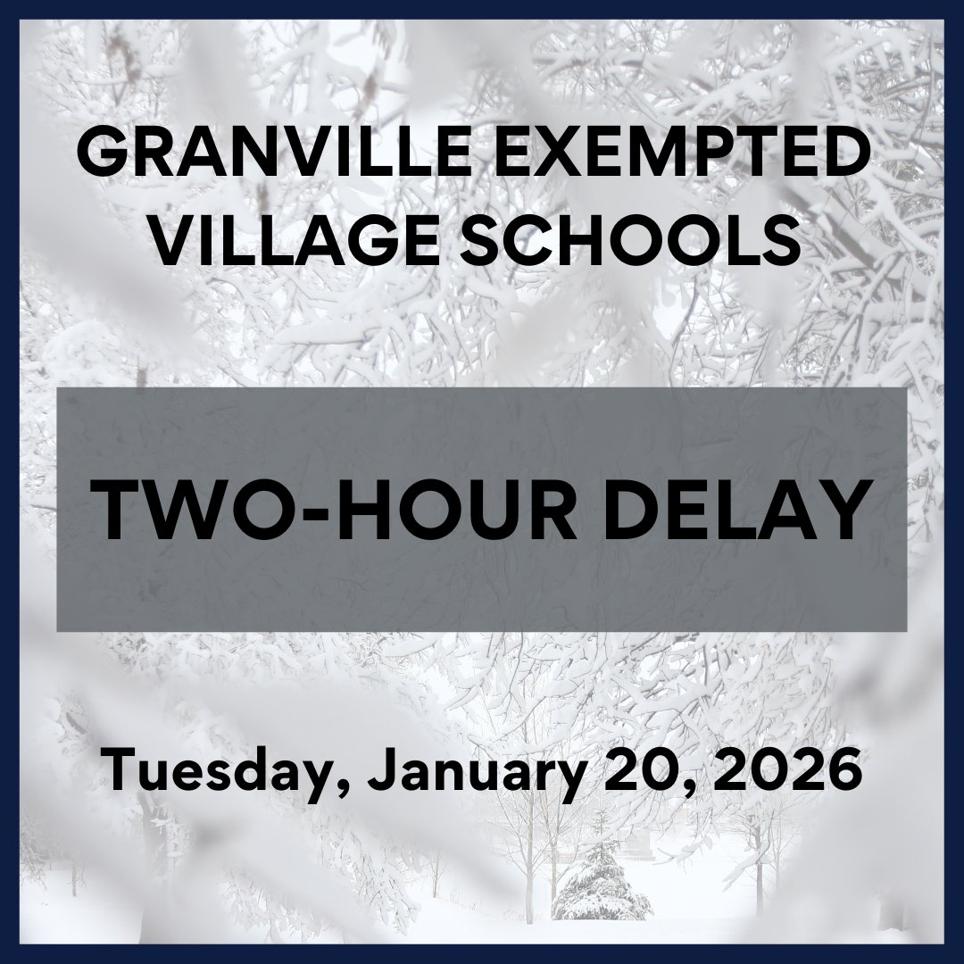 GranvilleEVSD's tweet image. ⏰❄️ Two-Hour Delay! ❄️ Due to extreme cold temperatures, Granville Schools will operate on a two-hour delay tomorrow, Tuesday, January 20. Please stay warm and travel safely.