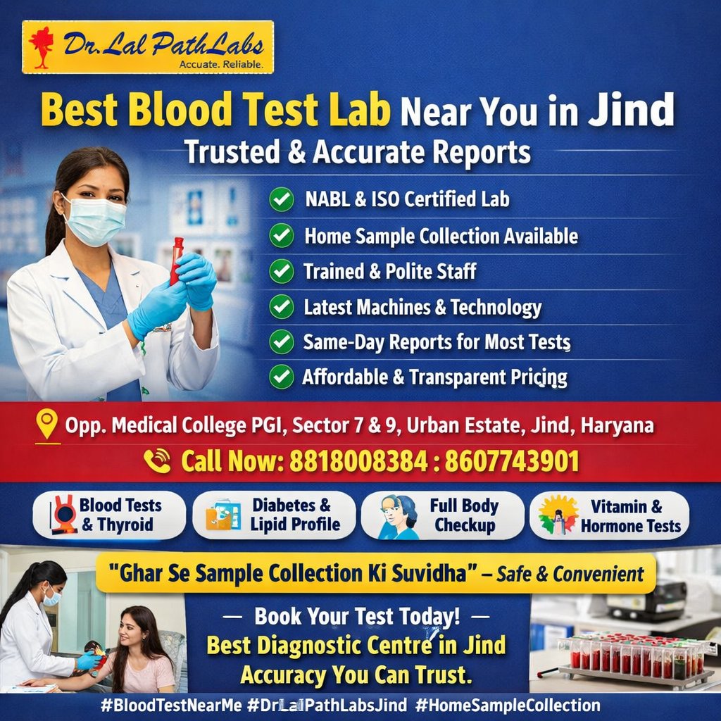 JindCc's tweet image. 🧪 Need a blood test near you in Jind?
Choose accuracy. Choose trust.
📍 Dr. Lal PathLabs – Jind
🏠 Home Sample Collection Available
📞 8818008384
#BestLabInJind #BloodTest #JindHaryana #PGIJind