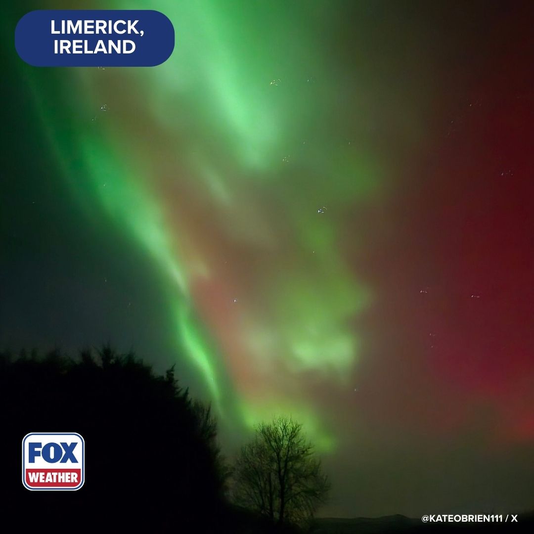 foxweather's tweet photo. DAZZLING BRIGHT 🤩: From Kentucky and Alabama to Ireland, a severe geomagnetic storm is underway, lighting up the night sky with gorgeous colors across the world. Submit your videos and photos at https://t.co/pnZR8eUE1v.

#northernlights #Kentucky #Alabama #ireland #FoxWeather https://t.co/BVTs0nNVih