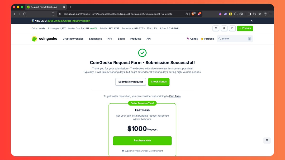RNC has been submitted for listing on @coingecko .
