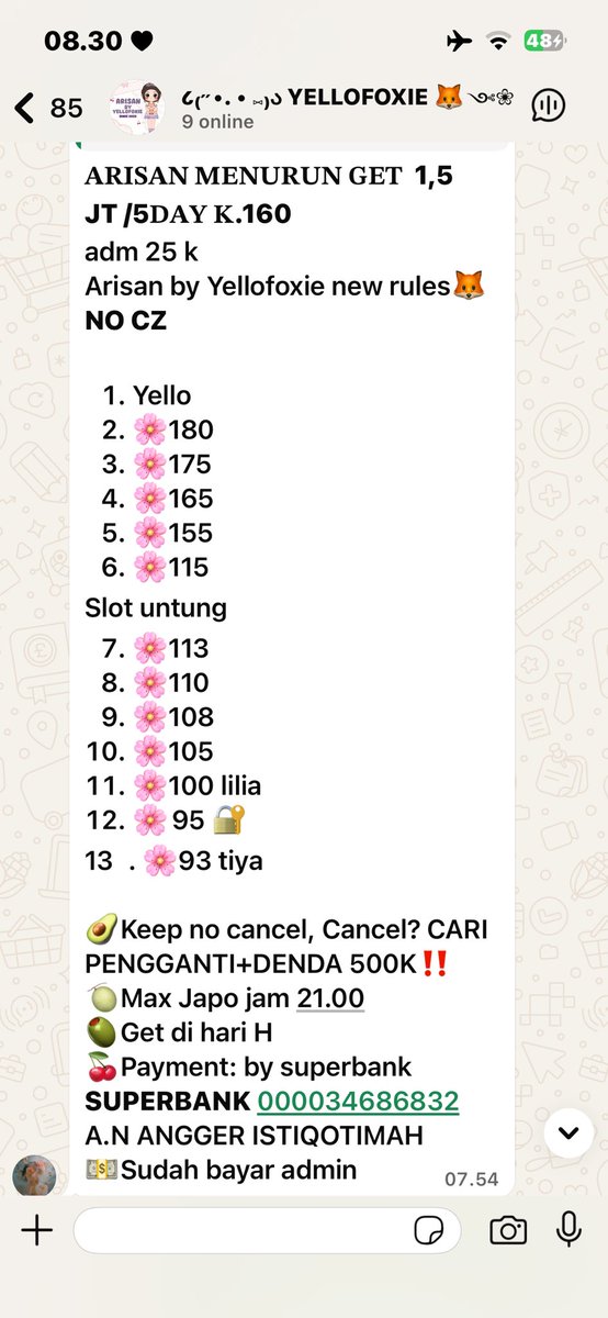 Halo yellofoxie avail arisan slot untung dan get januari-maret yaa. Yu sung join grup utamanya 
chat.whatsapp.com/JBqfYSthq89EvN…
#zonauang