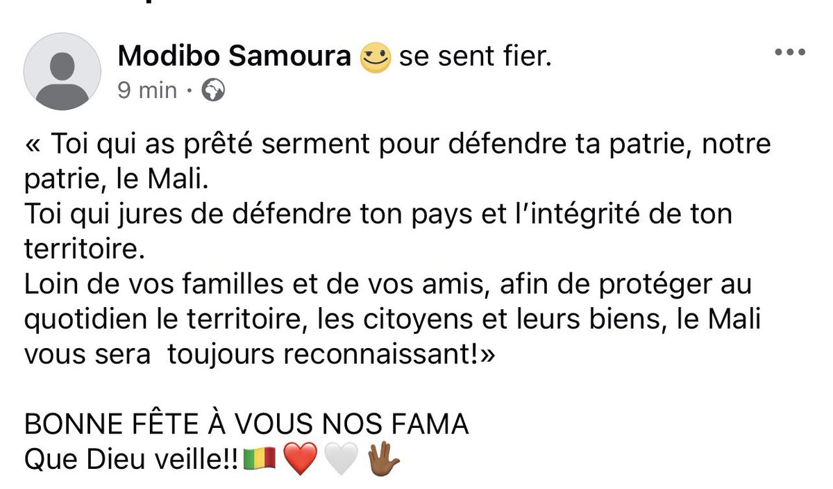 SamouraModibo6's tweet photo. Bonne fête à vous nos FAMA🖖🏾❤️🤍🇲🇱 https://t.co/BIXmn8HaWM