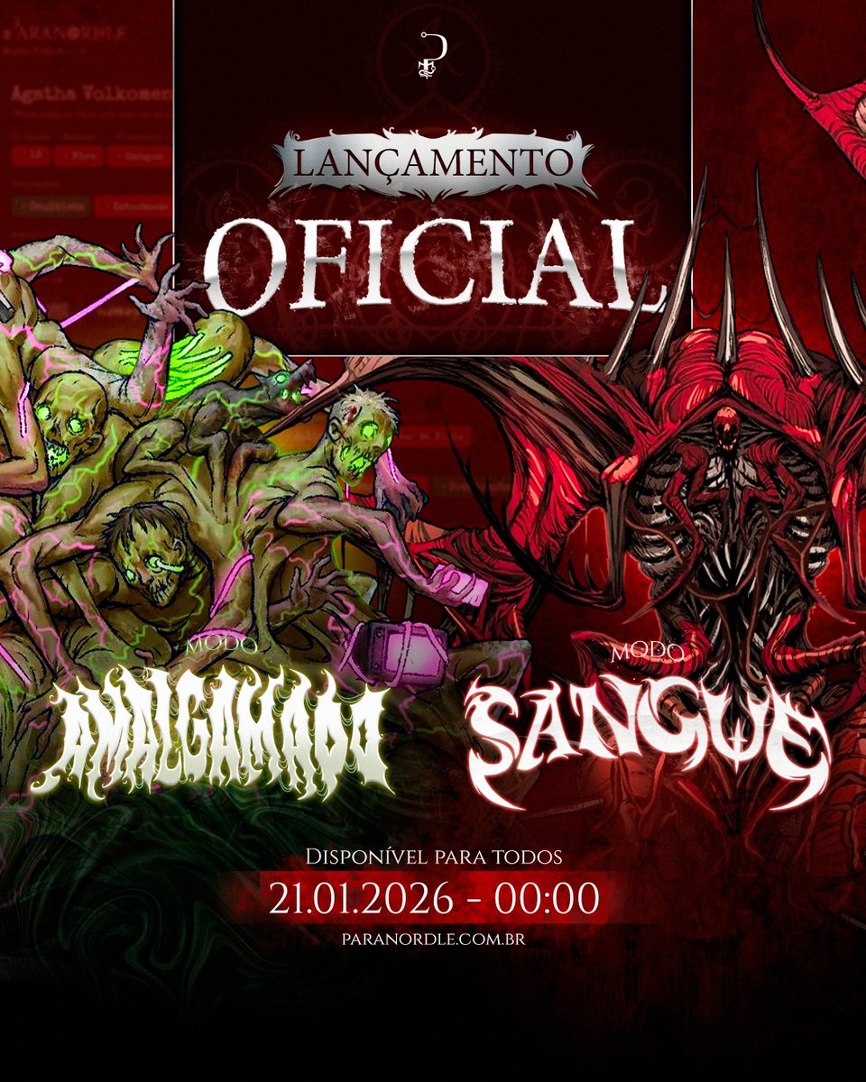 paranordle's tweet image. 📢 TARDAMOS MAS NÃO FALHAMOS!

Finalmente temos uma data para o lançamento oficial dos modos Sangue e Amalgamado.
E ela está mais próxima do que imaginam...

À MEIA-NOITE DO DIA 21/01 LIBERAREMOS O ACESSO PARA TODOS!

Aviso: Amanhã, às 23h, o site será retirado do ar para…