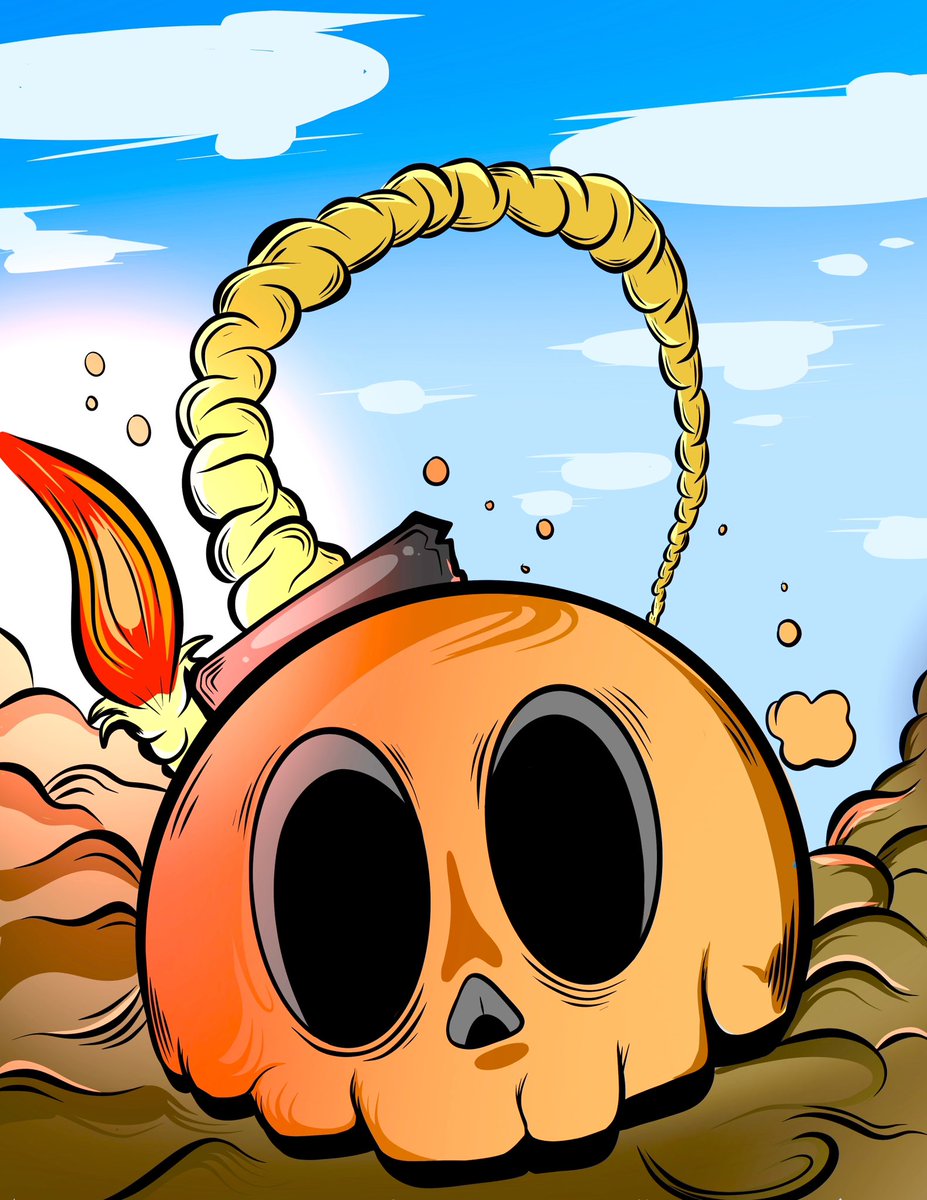 rony_tomano's tweet image. For some reason this reminds me of the game Bomberman even though this isn’t from the game. Just something I freestyled off the top of my head. I do want to make some actual Bomberman fan art though #Art #Skullart #cartoonart #illustration #lowbrowart