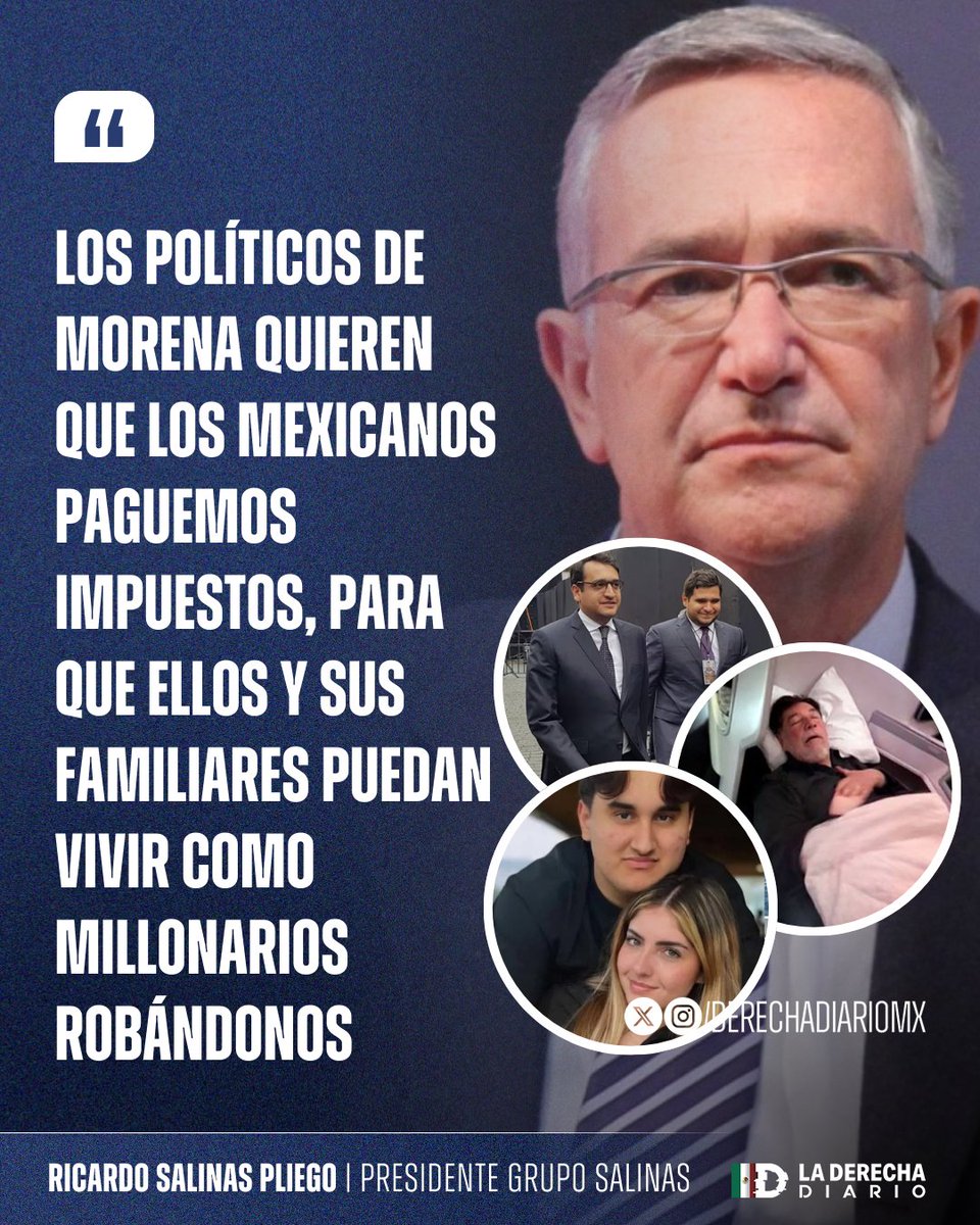 🇲🇽 | TAL CUAL: El líder libertario <a href="/RicardoBSalinas/">Don Ricardo Salinas Pliego</a> expuso la razón por la que los políticos parásitos del narcopartido quieren que los mexicanos paguen impuestos sin poder ver una mejoría en su calidad de vida: "Ellos y sus familiares quieren vivir como millonarios robándonos".